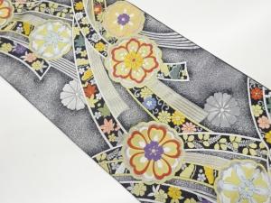 鬘帯に松・花々・花唐草模様織出し袋帯